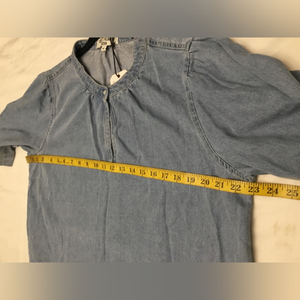Velvet Heart Denim Shirt in Soft Blue - Picture 5 of 11
